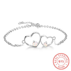 Pulsera de plata 925 de corazón a corazón