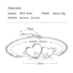 Pulsera de plata 925 de corazón a corazón