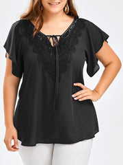Short-Sleeved T-shirt Lace Stitching Top