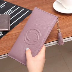 Frauen lange leder mode multi-karte position große kapazität brieftasche