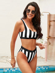 Traje de baño bikini de rayas de colores