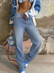 Vaqueros de moda para mujer con estampado de agujeros