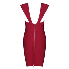 Rundhalsausschnitt Kurzarm Plat Mini Bandage Kleid HI915