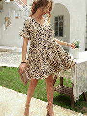 Short Sleeve V Neck High Waist Skirt