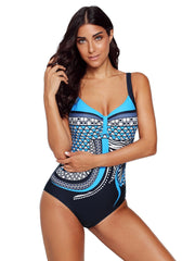 Traje de baño de una pieza con estampado halter