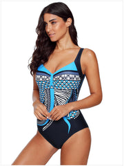 Traje de baño de una pieza con estampado halter