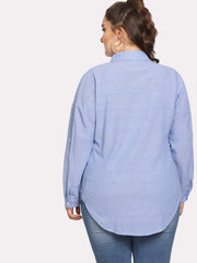 Vestido camisero de manga larga abotonado a rayas