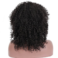 Women's long curly black mid-point wigs
