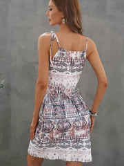 Stylish Bohemian All Over Print Keyhole Front Dress