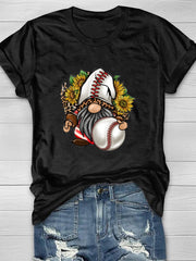 Kurzärmliges T-Shirt mit Western-Baseball-Gnom-Print