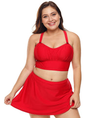 Traje de baño con falda holgada y cintura alta con abertura