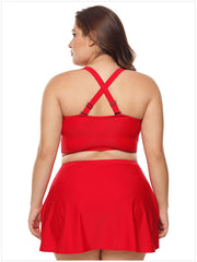 Traje de baño con falda holgada y cintura alta con abertura