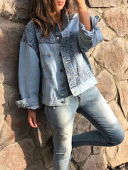 Chaqueta holgada con paneles y estampado de leopardo