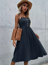 Slim solid cotton linen dress