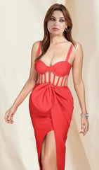 Vestido midi con abertura y vendaje