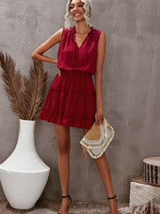 Sleeveless Ruffled High Waist Skirt