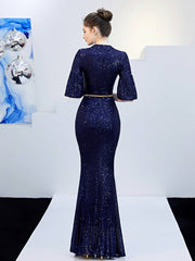 Vestido de noche largo de cola de pez de alta gama