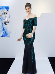 Elegantes schulterfreies langes Abendkleid mit Fischschwanz