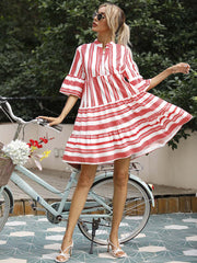 Striped check ladies summer dress