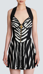 Stripe Strappy Mini Dress in Black