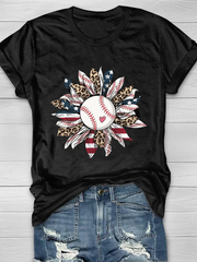 Baseball-T-Shirt mit Sonnenblumen-Print
