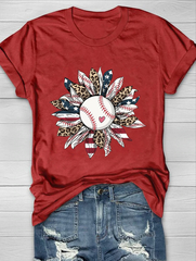 Baseball-T-Shirt mit Sonnenblumen-Print