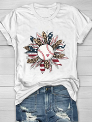 Baseball-T-Shirt mit Sonnenblumen-Print