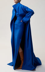 Geschlitztes Satin-Korsettkleid in Blau