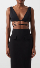 Vestido largo sin mangas con escote en V profundo y vendaje