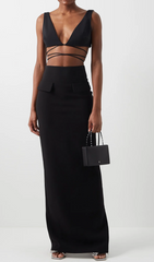 Vestido largo sin mangas con escote en V profundo y vendaje