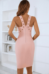 Rhodes Neckholder-Midi-Bandage-Kleid - Rosa