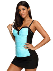 Traje de baño con tirantes y falda plisada sin tirantes