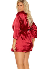 Charmeuse-Kimono mit 3/4-Ärmeln und Gürtel