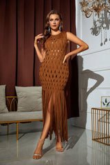 Claire ärmelloses Bandage-Kleid mit Quasten