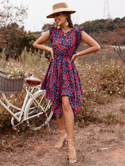 Vestido de manga corta con estampado floral pequeño