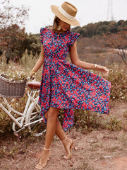 Vestido de manga corta con estampado floral pequeño