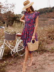 Vestido de manga corta con estampado floral pequeño