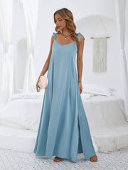 V-neck Casual Loose Long Suspender Dress