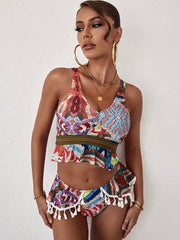 Traje de bikini de surf bohemio