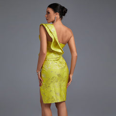 Ärmelloses, figurbetontes Midikleid mit One-Shoulder-Träger und Rüschen