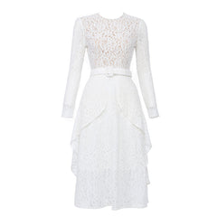 Rundhalsausschnitt Langarm Spitze Overknee Bodycon Kleid HB6904