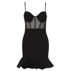 Ärmelloses Mini-Bandage-Kleid mit Riemchen und Rüschen HB7592