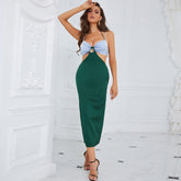 Vestido midi ajustado con tirantes, sin mangas y espalda descubierta HB76020