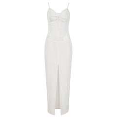 Vestido midi ajustado de encaje sin mangas con tirantes HB76090