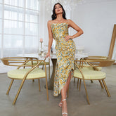 Strappy Sleeveless Midi Wrinkled Bodycon Dress HB76350