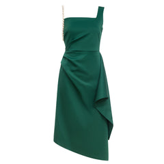 Vestido midi ajustado con tirantes, sin mangas y cuentas, HB76470