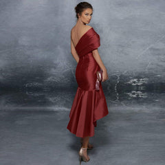 Ärmelloses Midi-Bodycon-Kleid mit Rüschen und einer Schulter HB76660