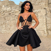 Ärmelloses Mini-Bodycon-Kleid mit Riemchenmuster und Streifen HB76760