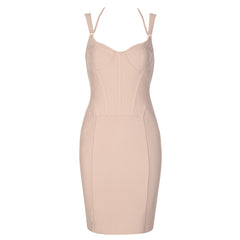 Ärmelloses rückenfreies Mini-Bandage-Kleid mit Riemchen HB78340