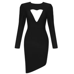 Mini-Bandage-Kleid mit Rundhalsausschnitt und langen Ärmeln und Cut-Outs HB7839